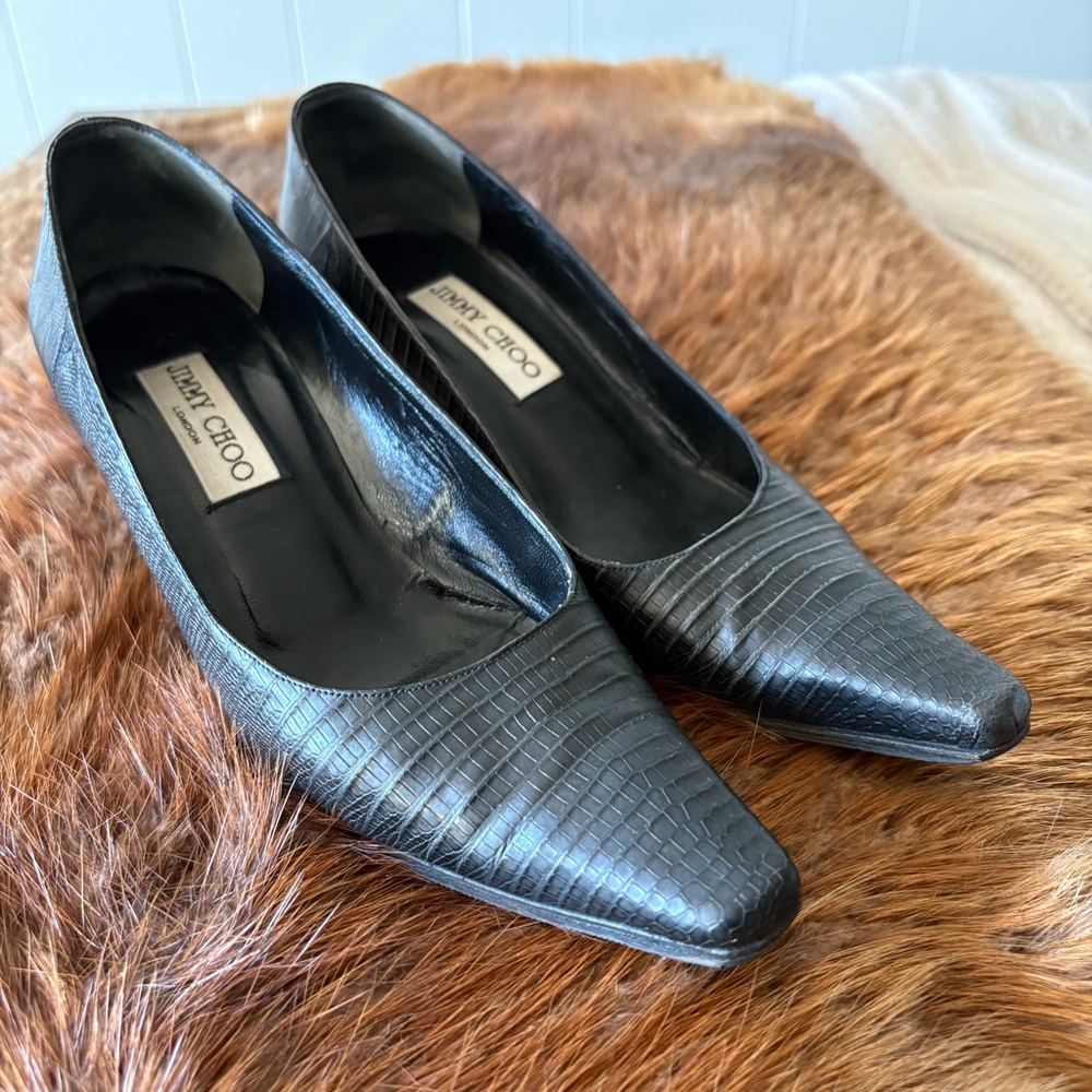 Vintage Jimmy Choo Lizard Print Pumps